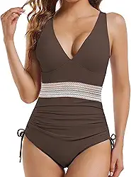 Maiô feminino com controle de barriga e cordão com cordão e gola V