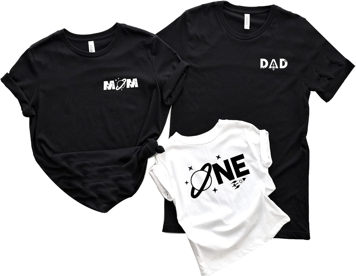 Baby boy Space Themed One First Birthday Party Mom and Dad and me Space Themed Shirts Women Mama Letter Printed T-Shirt Mama Graphic Tee Casual Short Sleeve Tops Tee Black