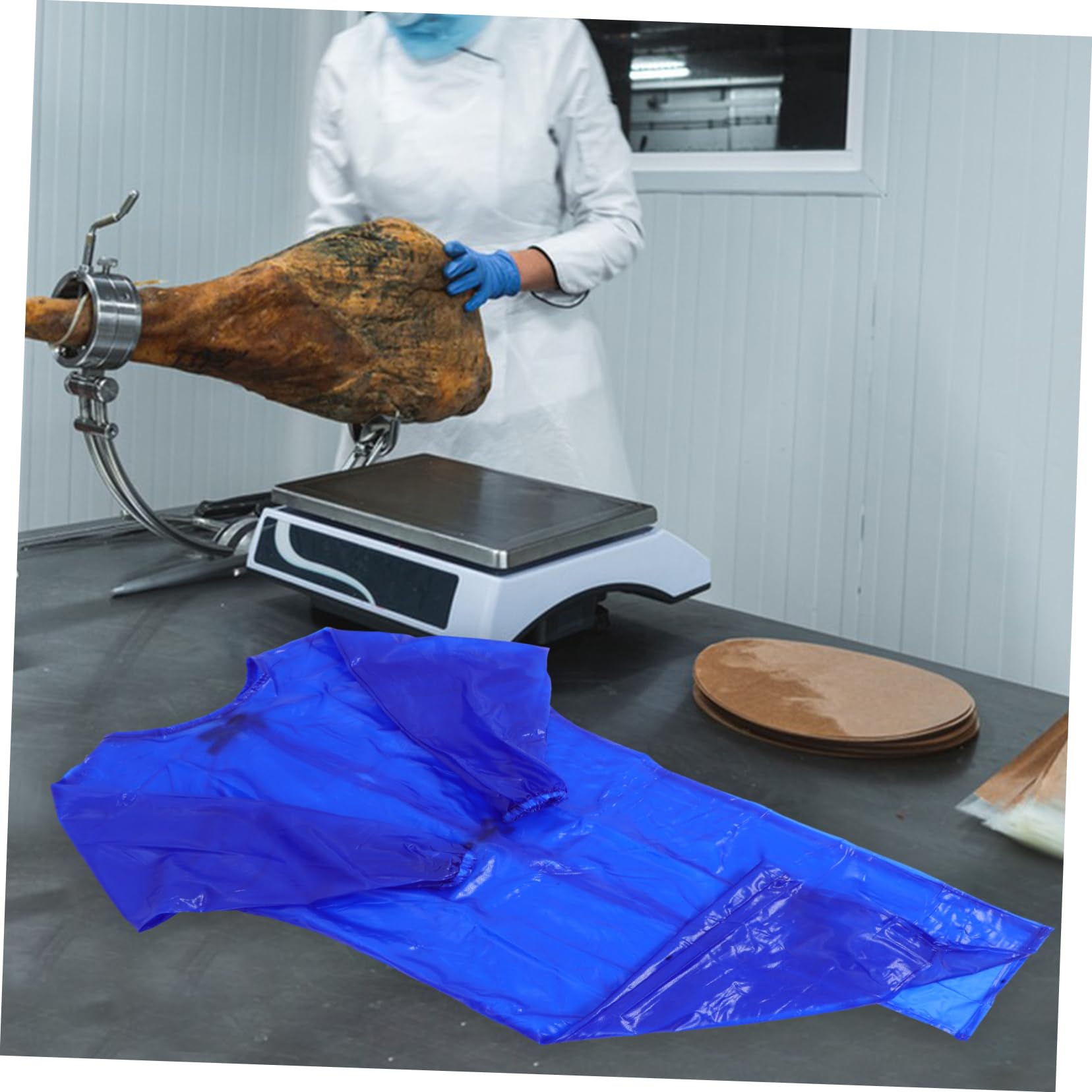 Ölbeständige Dicke Pvc Arbeitsschürze für Männer und Frauen Langärmlige Schutzkleidung für Schlachthöfe und Aquatische Umgebungen in Blau