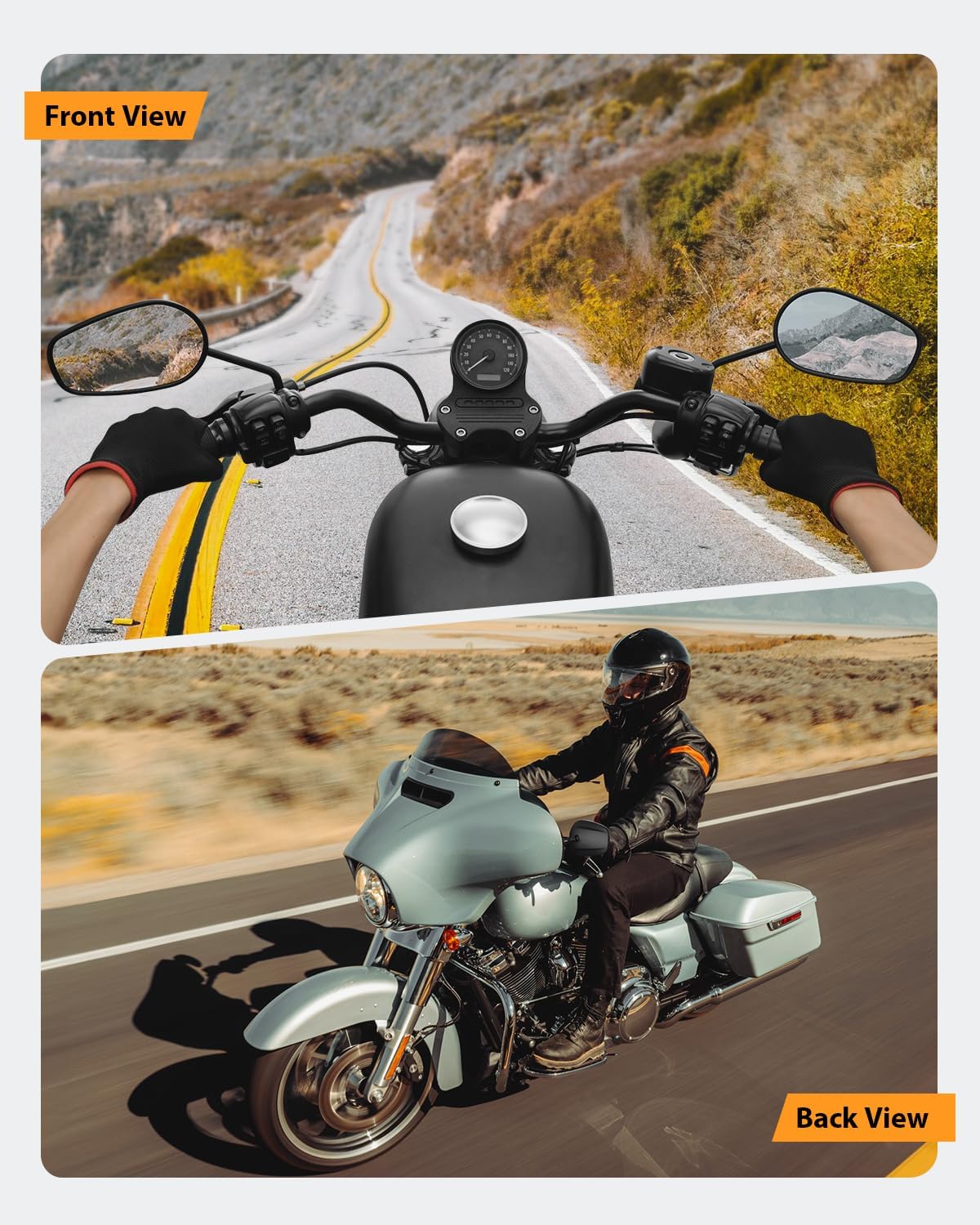 PBYMT M8 Rear View Side Mirrors Black motorcycle mirrors 360 Degree Adjustment rearview mirror Compatible with Harley Sportster Touring Dyna Softail Road King Street Glide 1982-2023