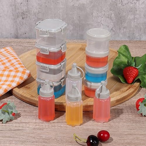 Miniatura 3 de beyonday Juego de 12 mini cajas de condimentos Bento, botellas exprimibles para salsas, tarros de especias, pequeños, transparentes, salsa de
