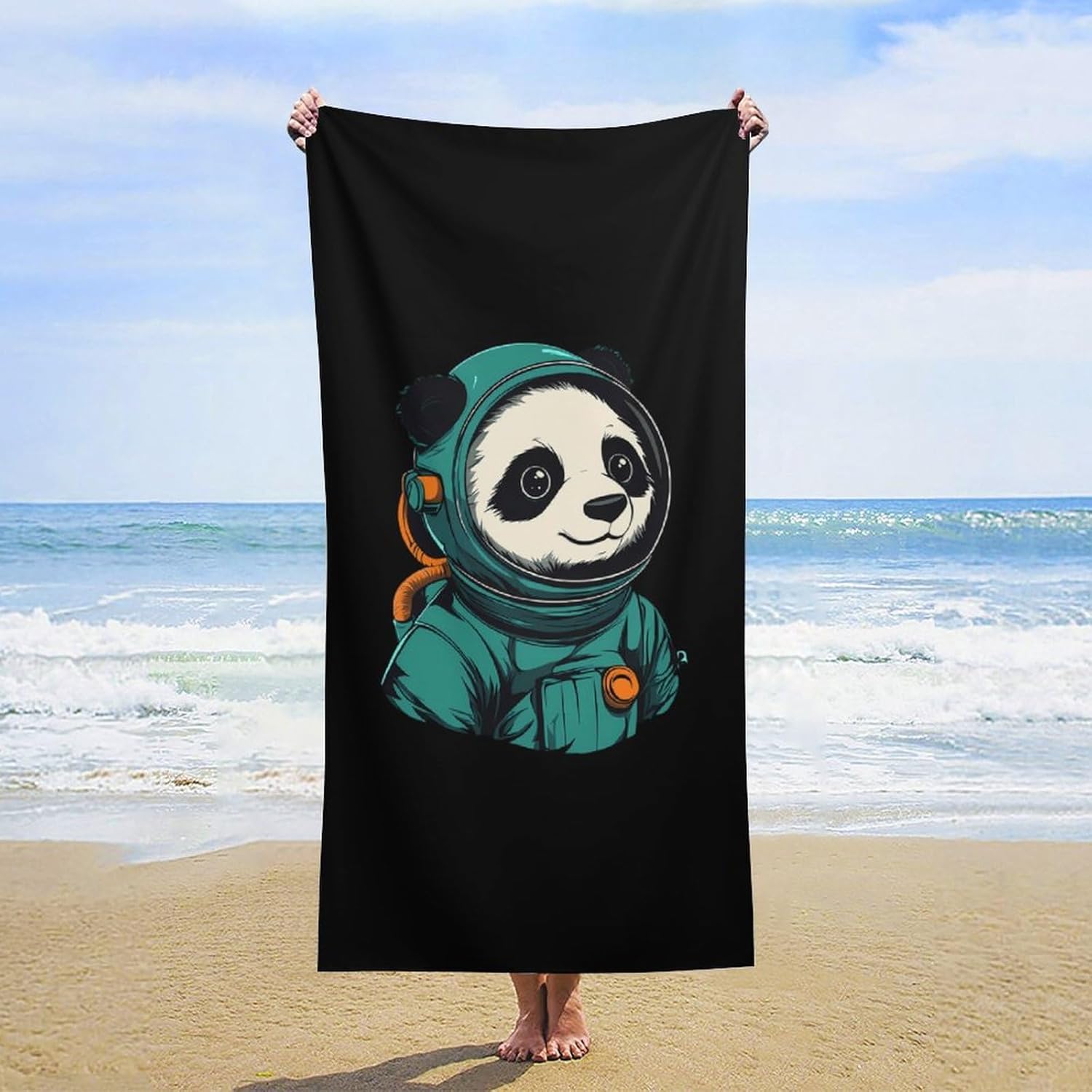 Cute Panda Astronaut Beach Towels Oversized Jumbo Large Yoga Bath Towel for Pool Yoga Swim Body 160x80cm