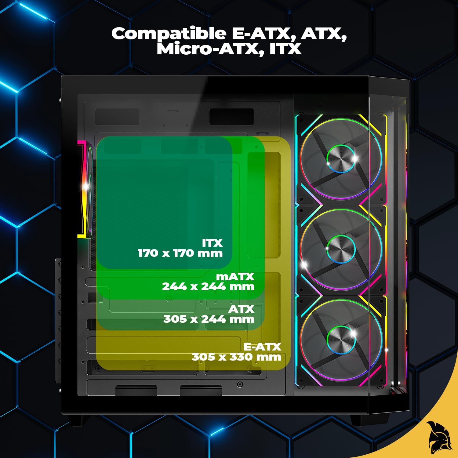 Motherboard compatibility diagram for EMPIRE GAMING ECL251 PC Case