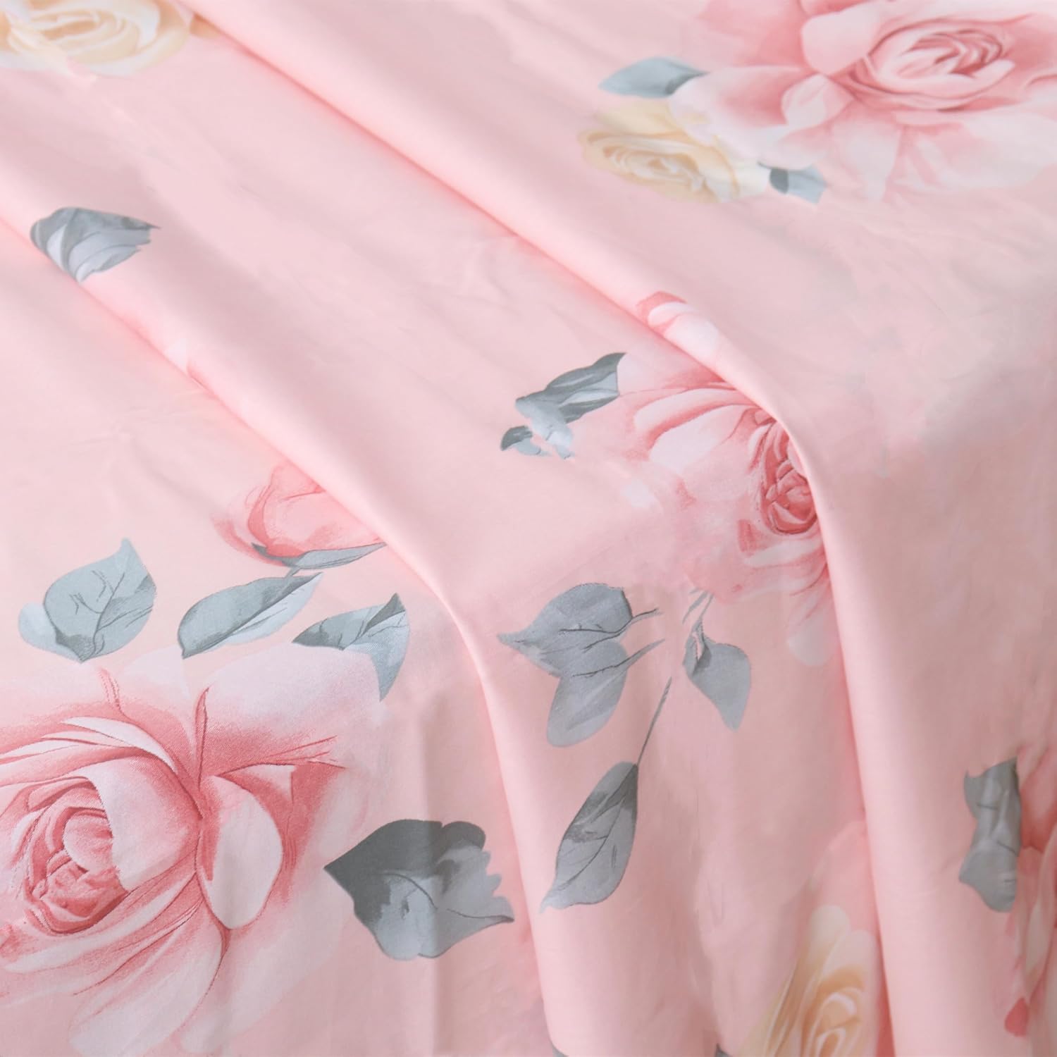Cotton California King Flat Sheets Only Pattern Printed Bedding Sheets for Home Ultra Soft Breathable Pink Top Sheet Easy Care