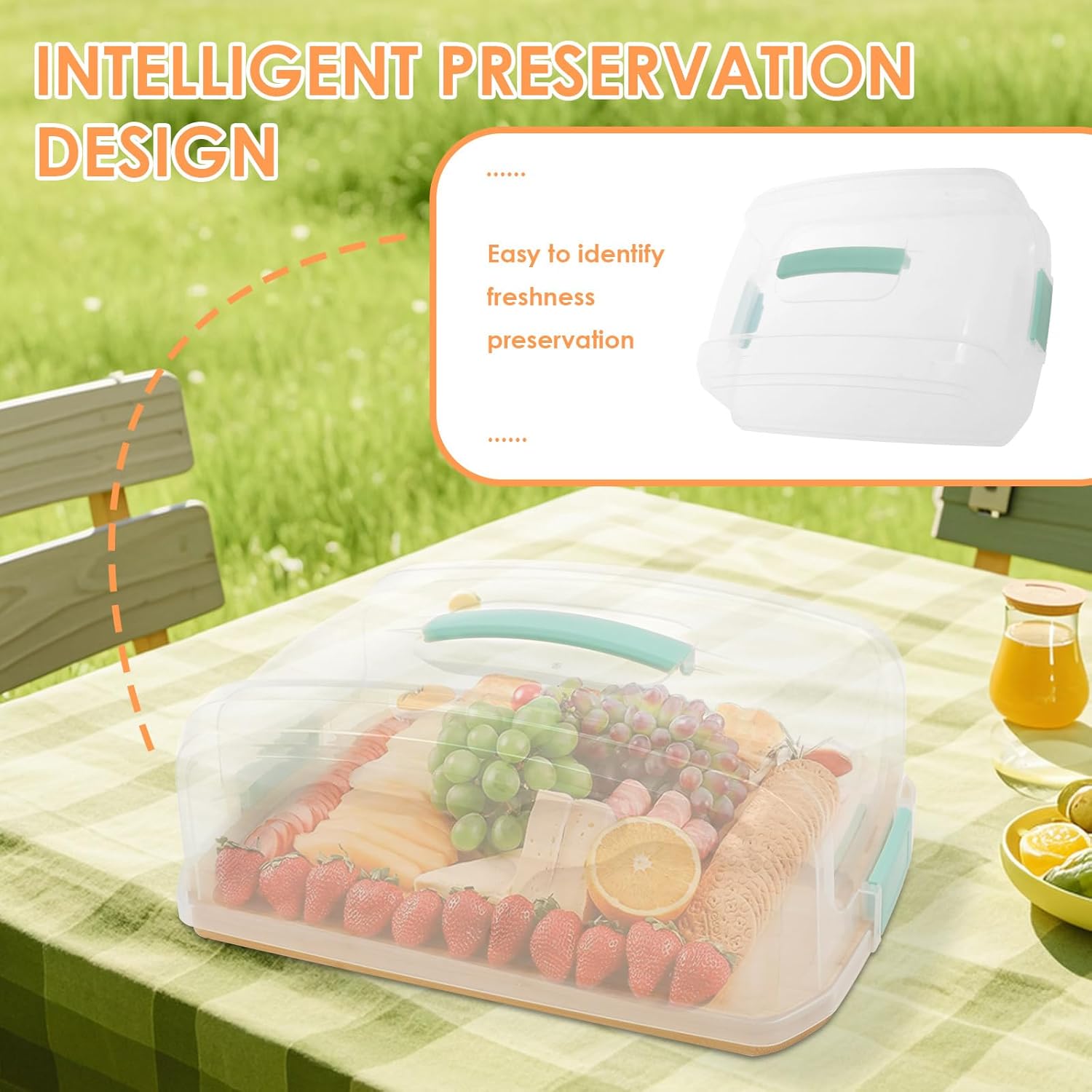 Bamboo Charcuterie Board Box with Cover, Double Sided Compartmental Appetizer Serving Platter for Party Picnic Travel