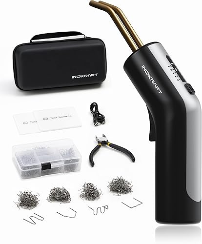 Miniatura 1 de InoKraft Soldador de plástico, kit de soldadura de plástico inalámbrico con 500 grapas, kit de soldador de plástico con bolsa de almacenamiento