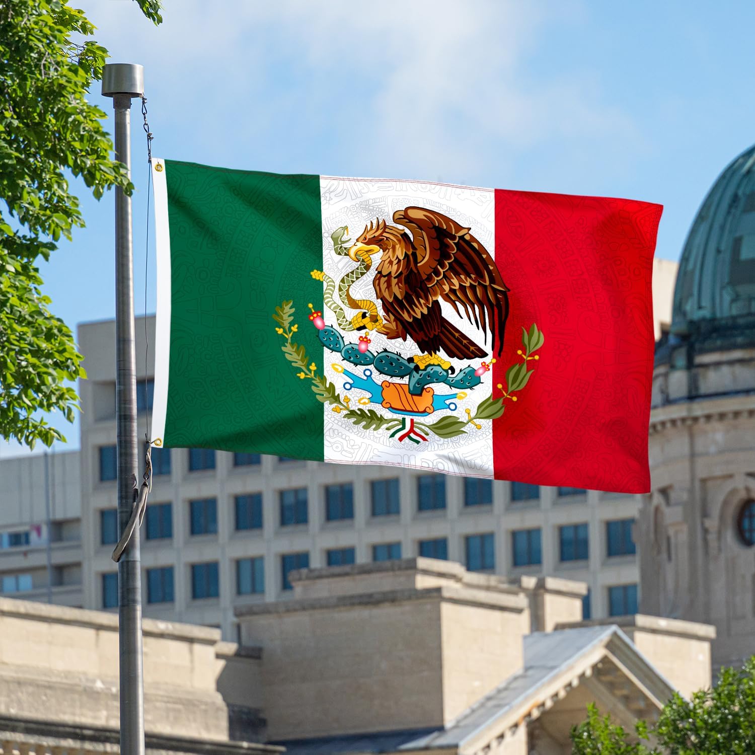 XIFAN Mexico Flag 3x5 FT Double Sided – Heavy Duty Mexican Flag with Aztec Design, 3-Ply Polyester, Outdoor National Banner for Independence Day, MX, Cinco de Mayo, Hispanic Heritage - Image 7