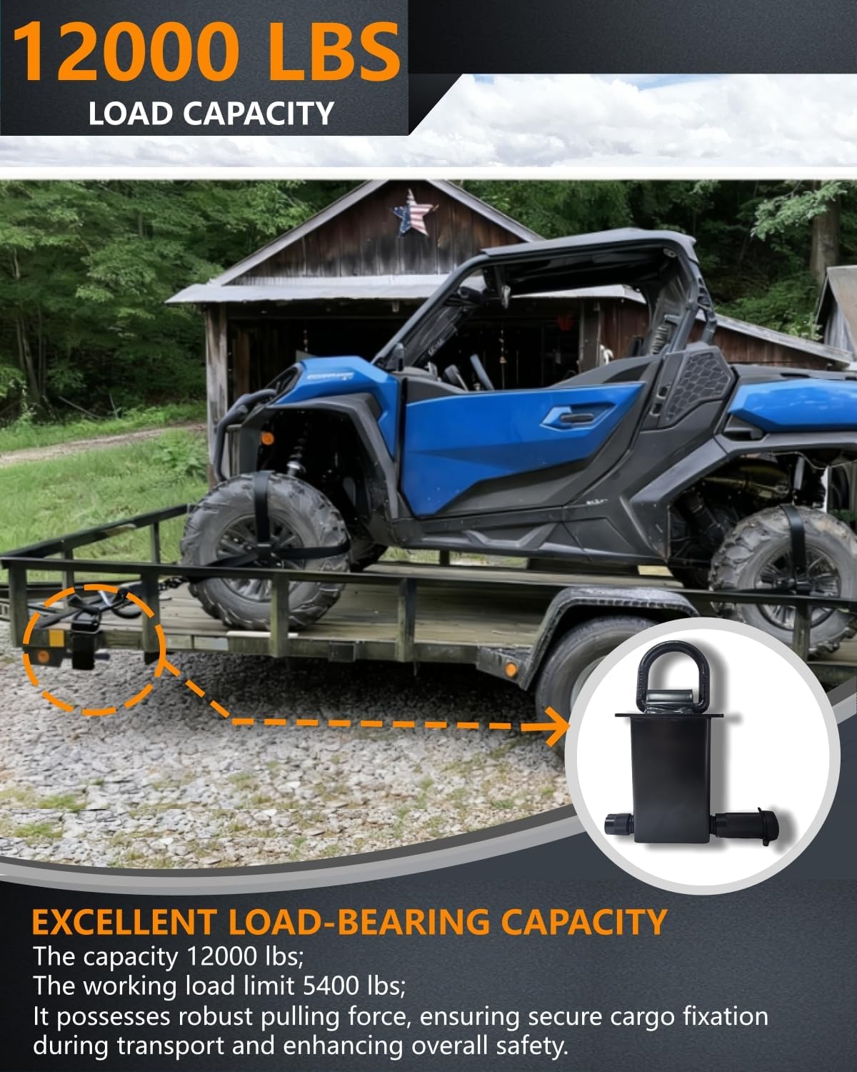 Stake Pocket D Rings with Anti-Theft Lock Pin,Adjustable Heavy-Duty Trailer Stake Pocket Tie-Down Utility for Flatbed Trucks and Trailers 1/2" D Rings Fit for 2" x 4" Stake Pockets Black (4 PCS) - Image 2