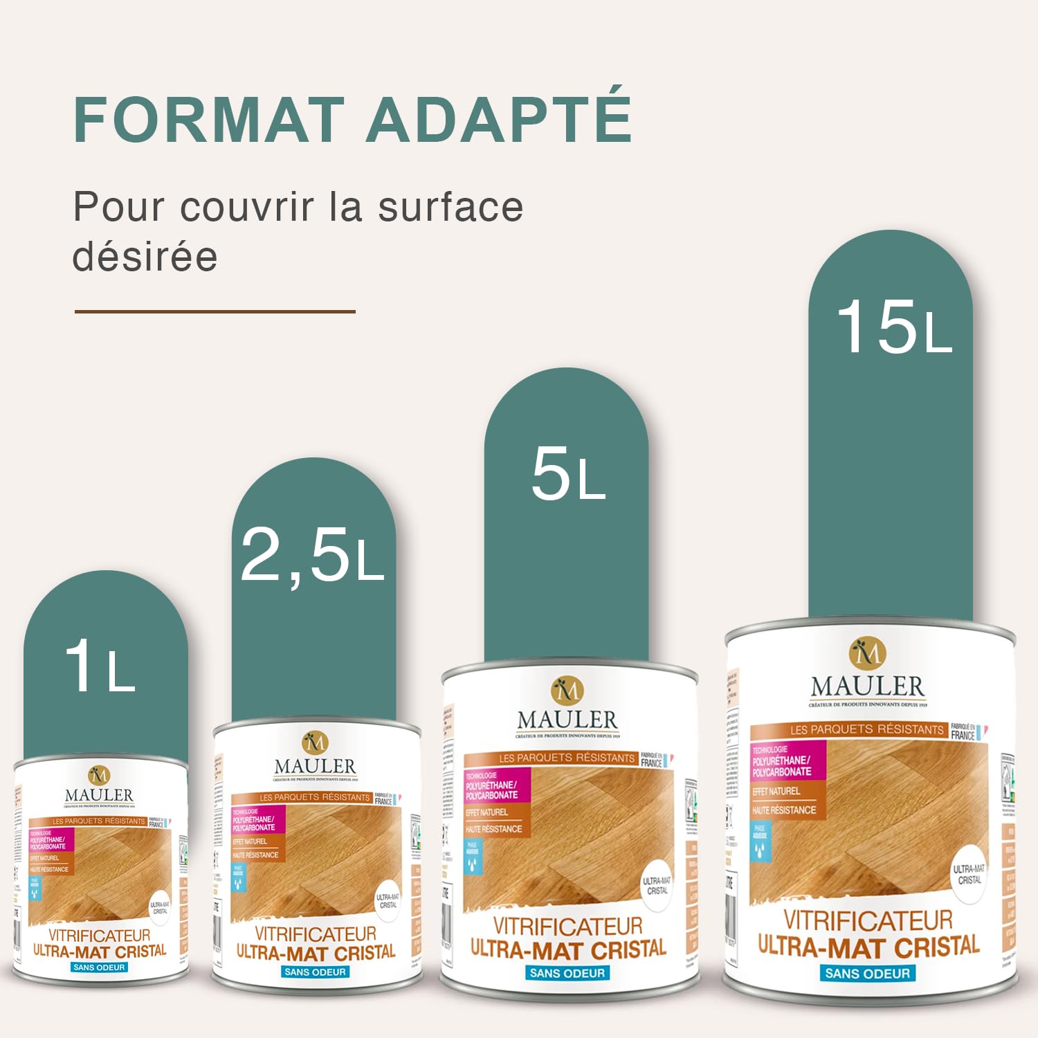 MAULER - Vitrificateur ultra-mat cristal - Invisible sans odeur ECOLABEL - Protection très long durée parquet & escalier - Qualité professionnelle (1L)