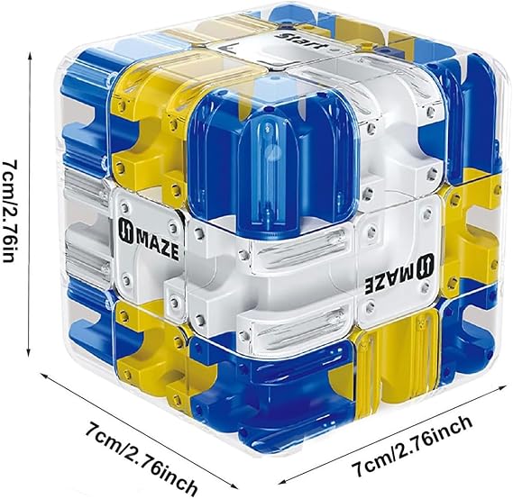 Large Labyrinth 3D Maze Cube - Engaging Brain Teaser Toy, Logical Challenge 3x3 Maze Puzzle Cube Toy for Stress Relief & Logic Development, Educational Focus Game Gift for Family Gatherings (Blue)