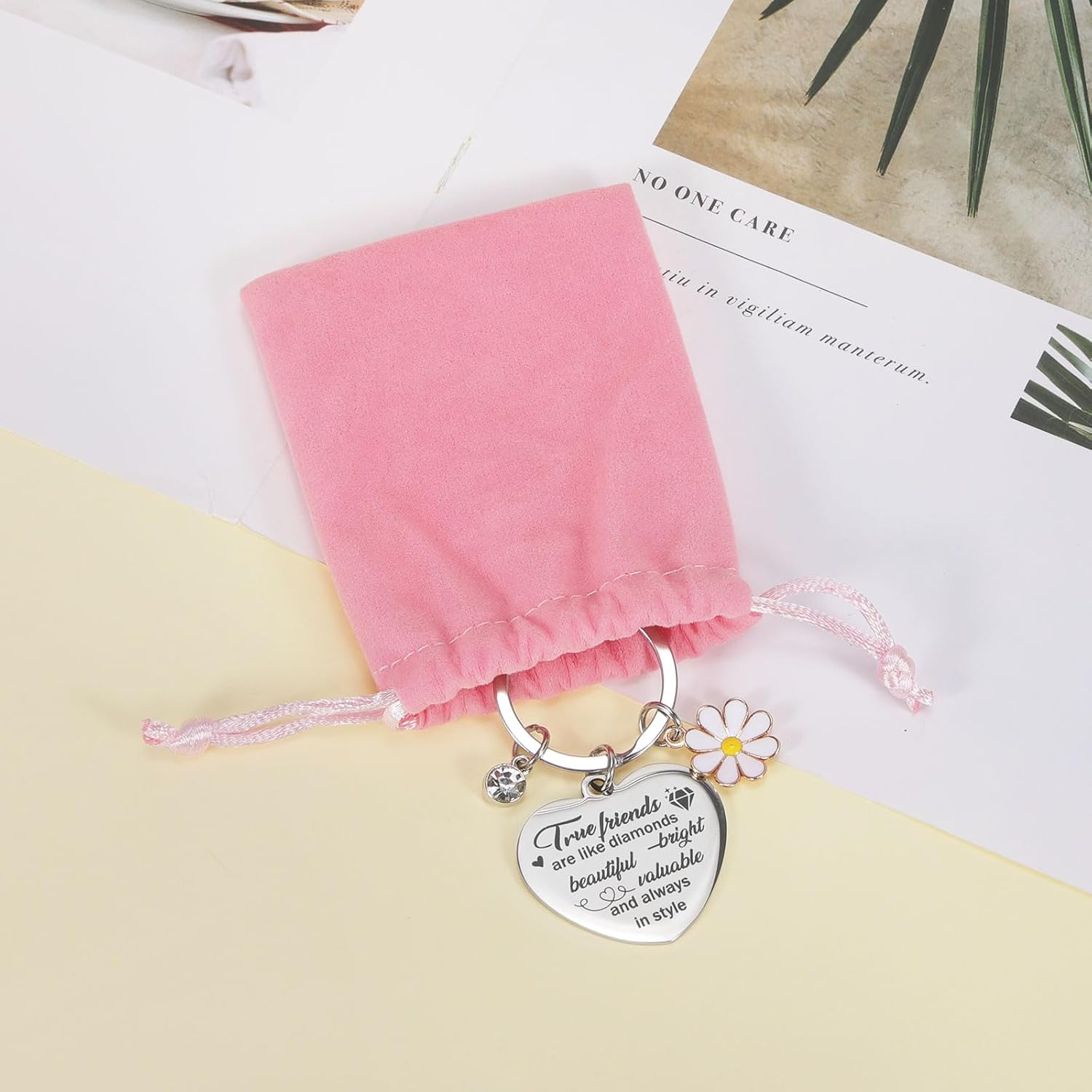 Konsait Best Friend Key Chain, Bestie Gifts for Women Best Friend Keychain with Velvet Pouch Heart Shape Friendship KeyChain for Bff Graduation Gift Christmas Gift Birthday Gifts for Women Friendship - Image 6