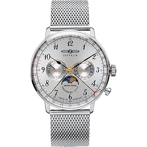 Zeppelin Herrenuhr mit Edelstahl Milanaiseband Serie LZ129 