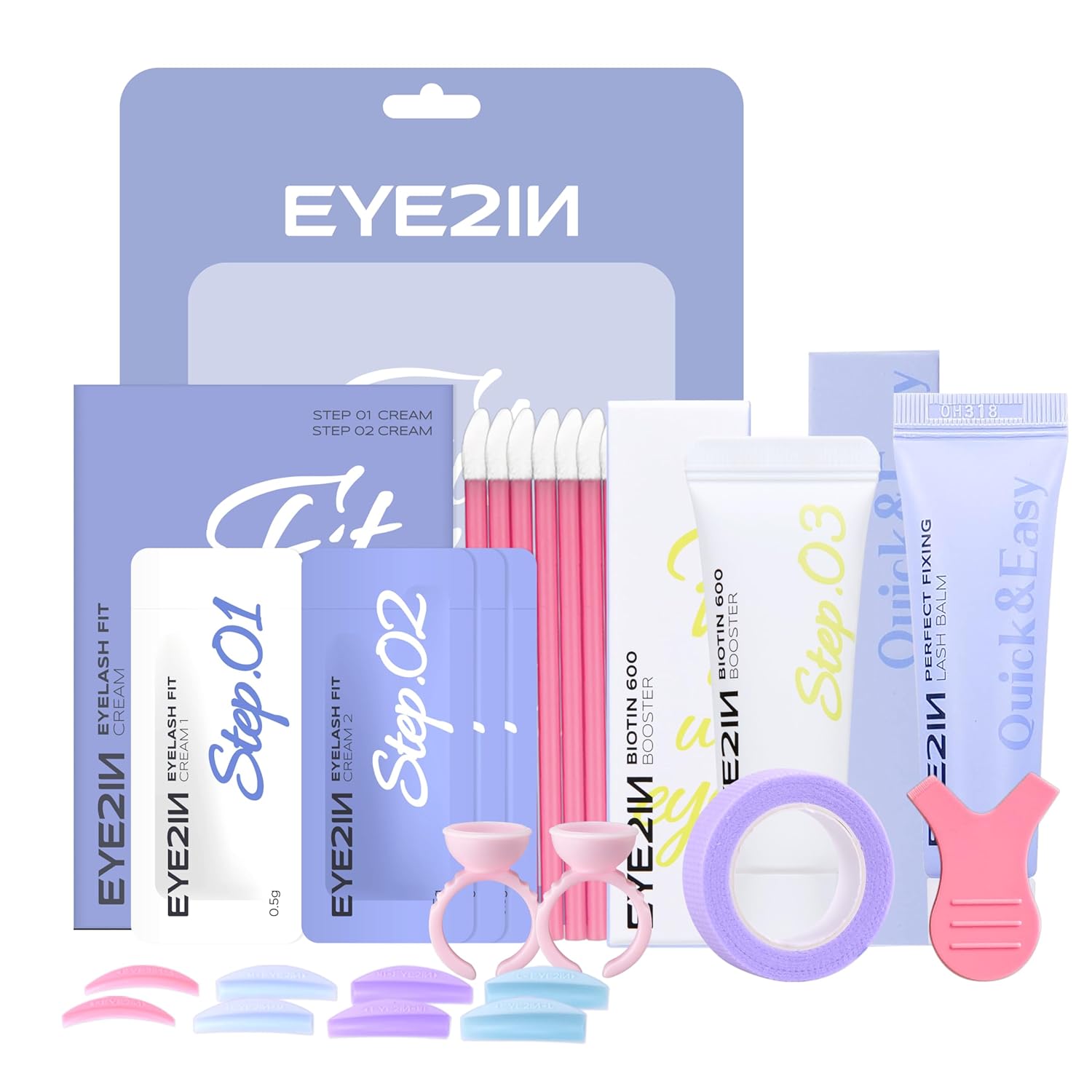 Eyelash Self Perm & Care Kit - 2-in-1 Lash Lift & Brow Lamination Kit, Semi Permanent Eyelash Perm for Long-Lasting Curl & Fuller Brows (10 Applications)