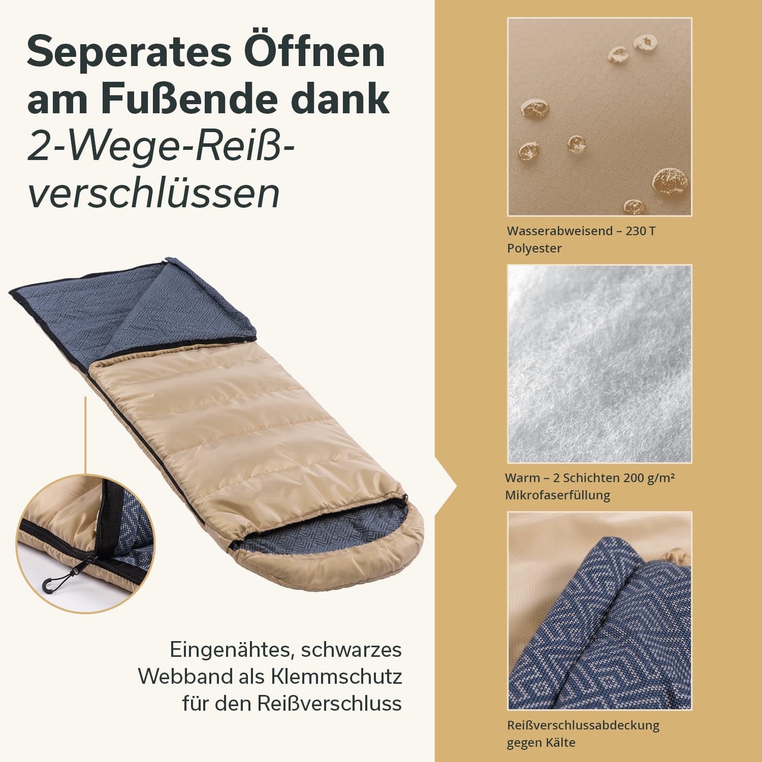 Skandika Dundee Flannel śpiwór dla dorosłych, śpiwór dla dorosłych, z zawieszeniem, na 3 pory roku, do -20°C, 220 x 80 cm/220 x 160 cm, prostokątny