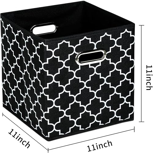 Vista 2 de Contenedores de almacenamiento de tela de tela, organizador de cubos de tela con asas dobles, cestas de almacenamiento plegables para el hogar