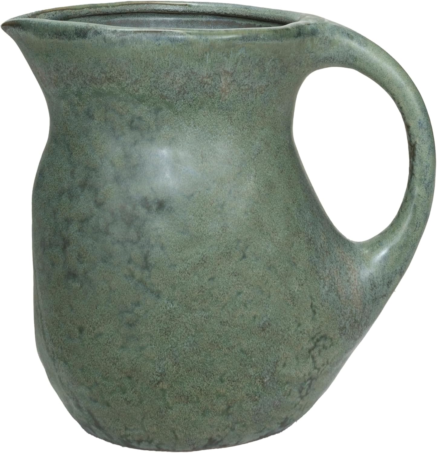 Creative Co-Op Round Stoneware Pitcher with Reactive Glaze, Matte Teal
