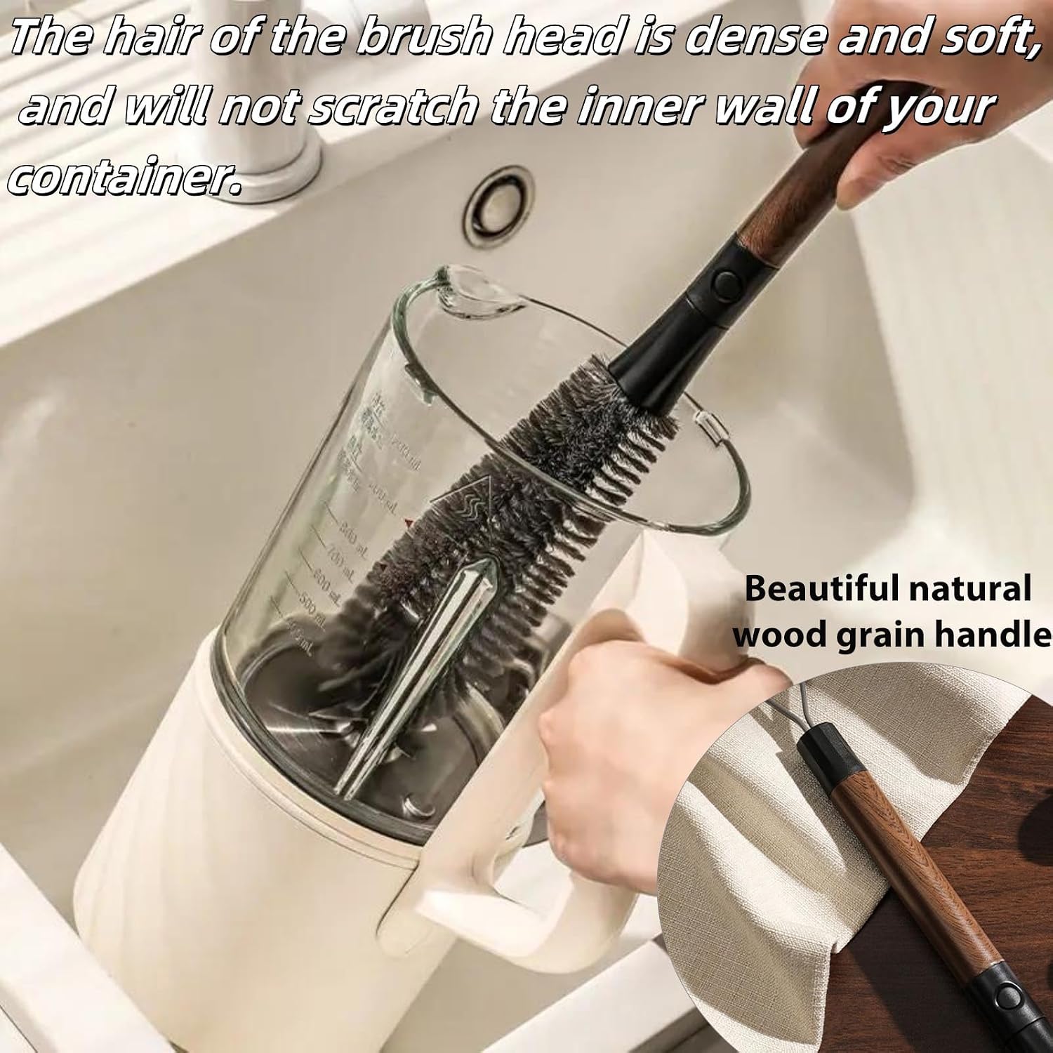 2 in 1 Cleaning Brush, Detachable Dual-Head Brush for Blender Cleaning Brush, Fruit Juicer Machine Clean Brush, Flexible Bendable Cup & Bottles Brush for Kitchen Appliances