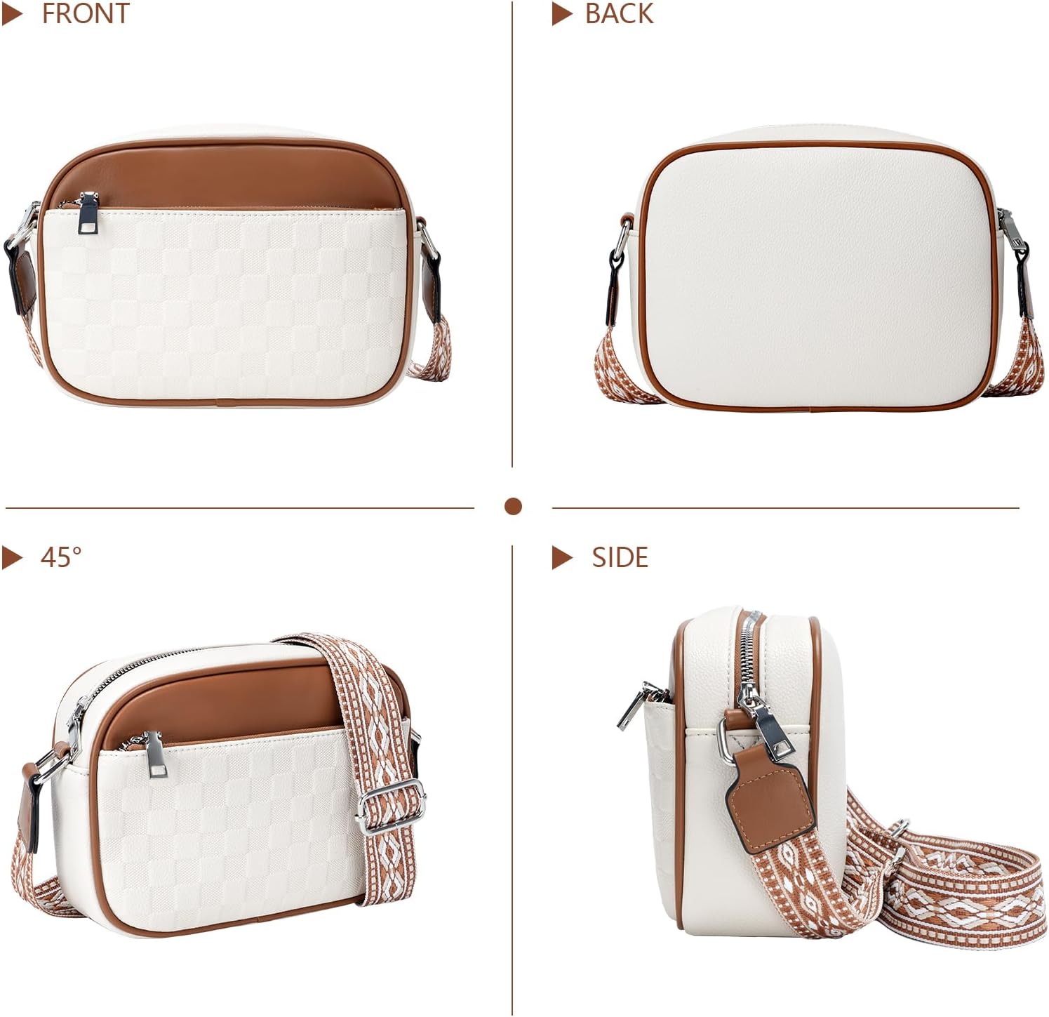 Macadamla Crossbody Bag for Women Vegan Leather Small Crossbody Shoulder Bag with Adjustable Wide Strap