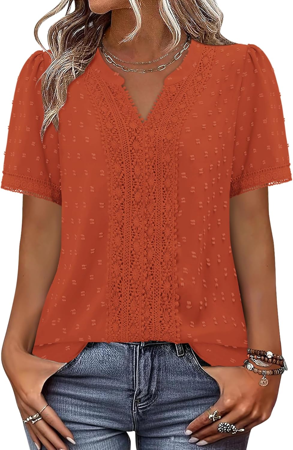 BETTE BOUTIK Women Short Sleeve Boho Tops Summer Dressy Casual Shirts Trendy Western Blouses