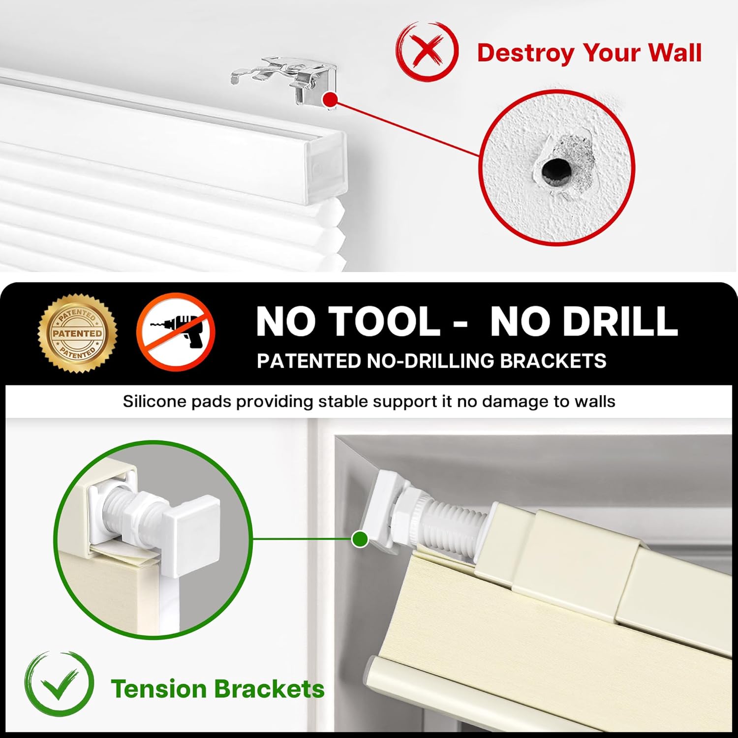 LazBlinds Cordless Cellular Shades, No Tools No Drill Light Filtering Honeycomb Shades Pleated Blinds for Windows, 32.5'' W x 48'' H, Cream Light Filtering-cream 32 1/2'' W x 48'' H