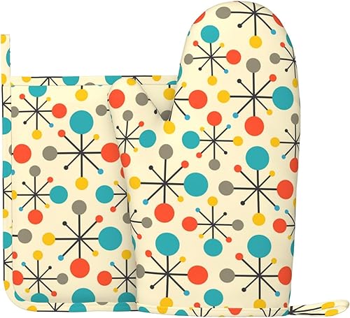 Miniatura 2 de Mid Century Fifties - Juego de 2 manoplas de horno y agarraderas de silicona resistentes al calor, guantes antideslizantes, decoración de cocina