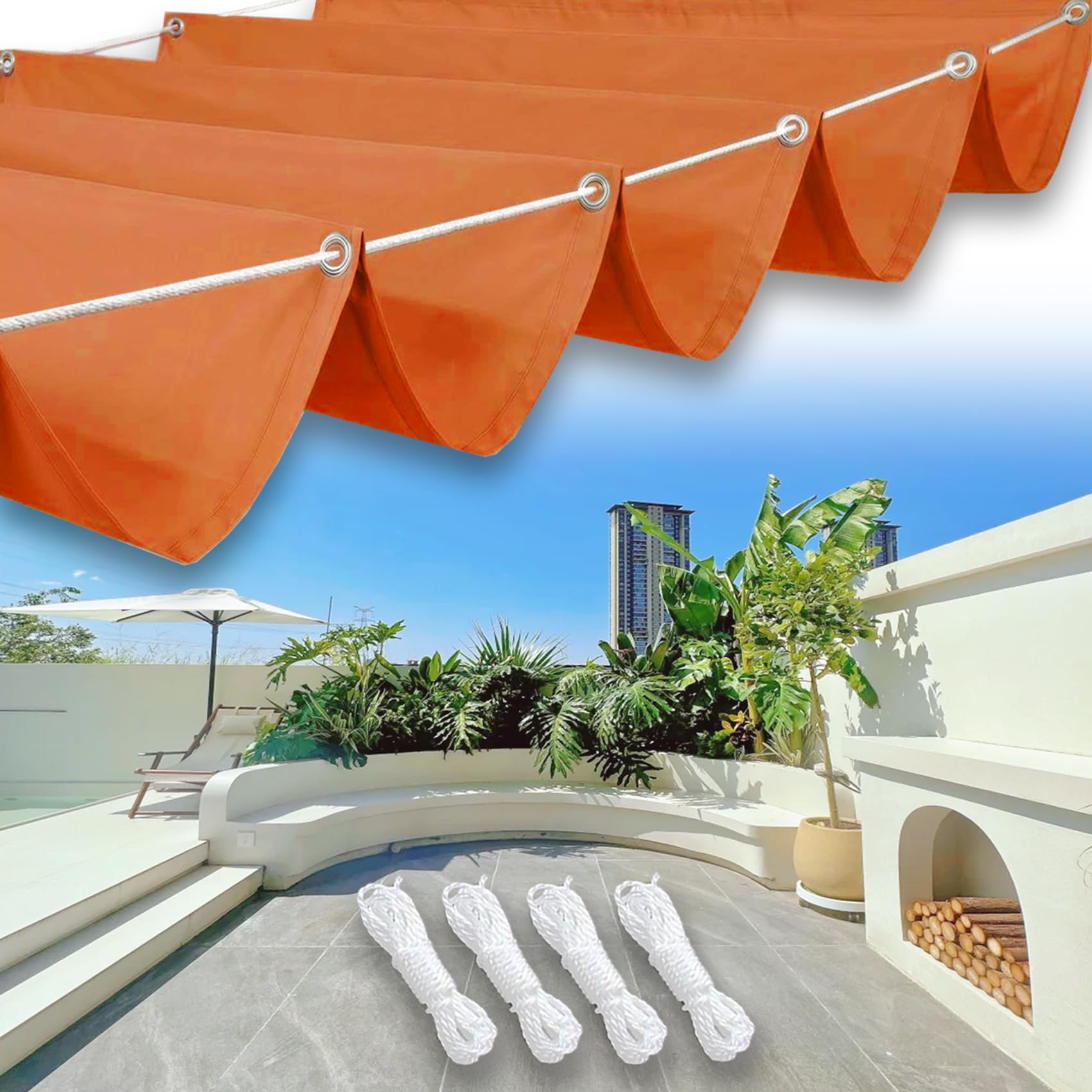 Voile d'ombrage 3x10m rétractable pour pergola et grande terrasse
