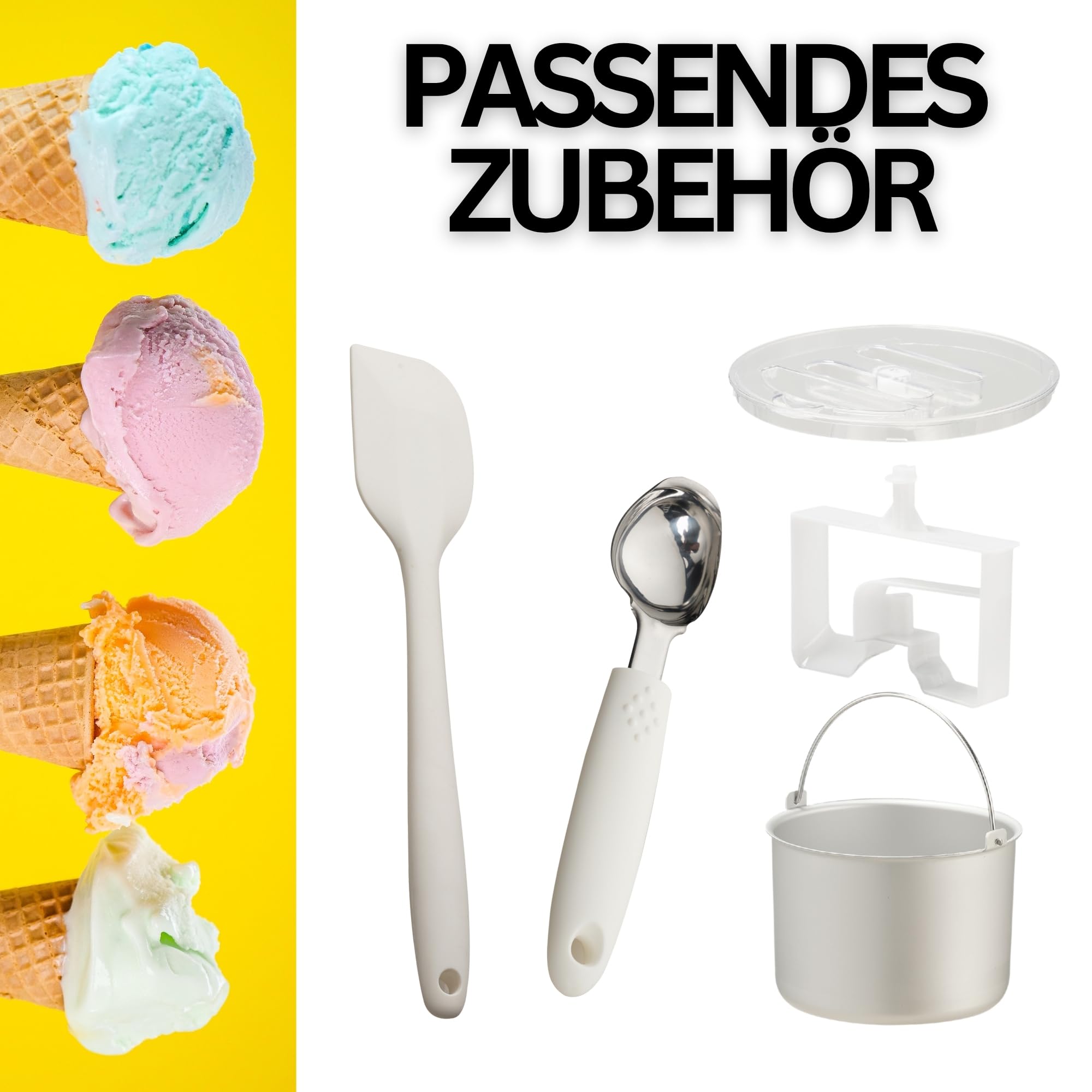 Sommertal ICE1500, Eismaschine mit Kompressor bis -36 °C, 1,5 L Edelstahl, Touchdisplay, 150 W stromsparend, für Sorbet, Milch-Eis und Frozenjoghurt, inkl. Portionierer, BPA-frei