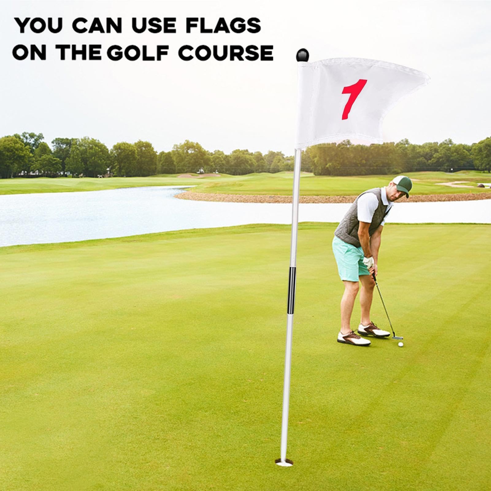 Ensemble de drapeaux de golf portable amovible trou de golf professionnel durable robuste stable