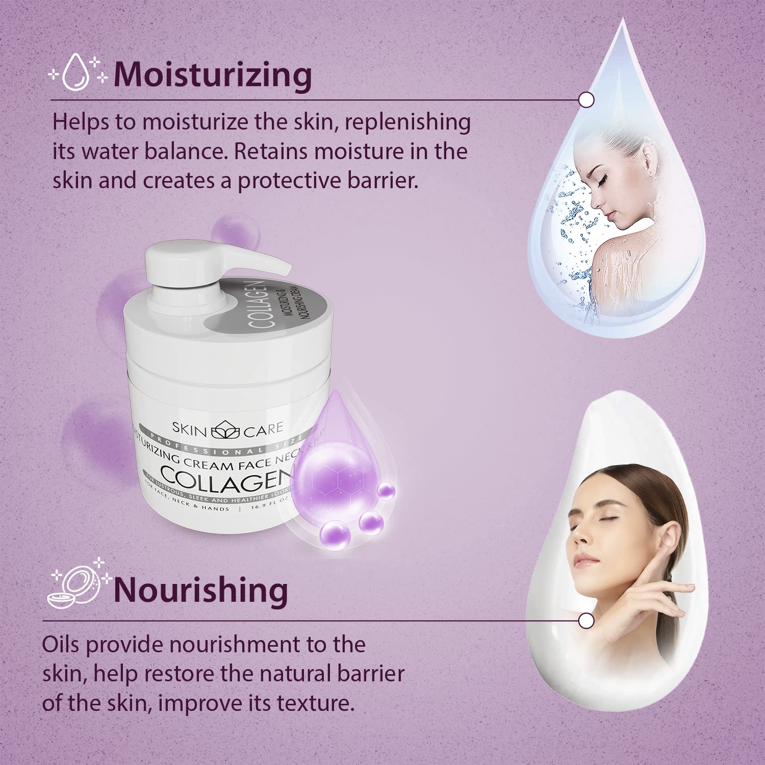 Skin Care Collagen 3-in-1 Moisturizer Face, Neck & Décolleté Cream, Treatment for Crepey Skin Wrinkles and Sagging - Image 2