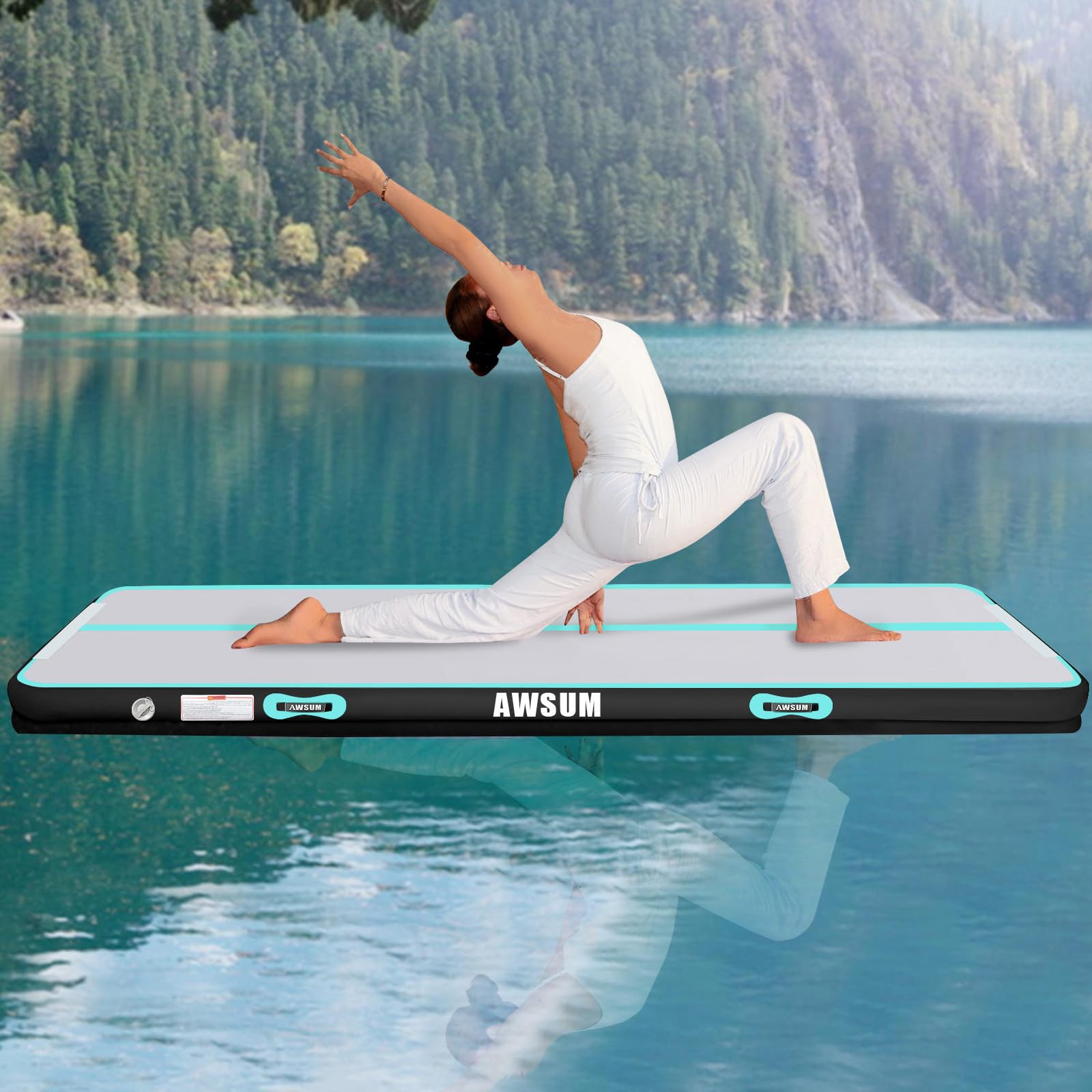 AWSUM Air Matte aufblasbare Gymnastikmatte, Turnmatte Trainingsmatte Tumbling Matten mit elektrischer Luftpumpe für Zuhause Outdoor Yoga Gymnastik Fitnessstudio Turnen