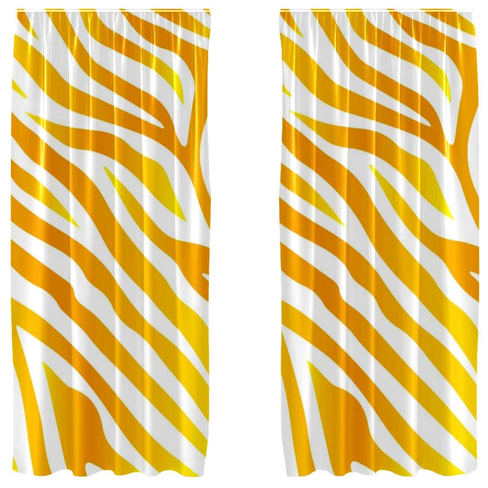 Rideaux imprimé zébré jaune doré 139,7 x 213,4 cm voilage léger salon chambre à coucher