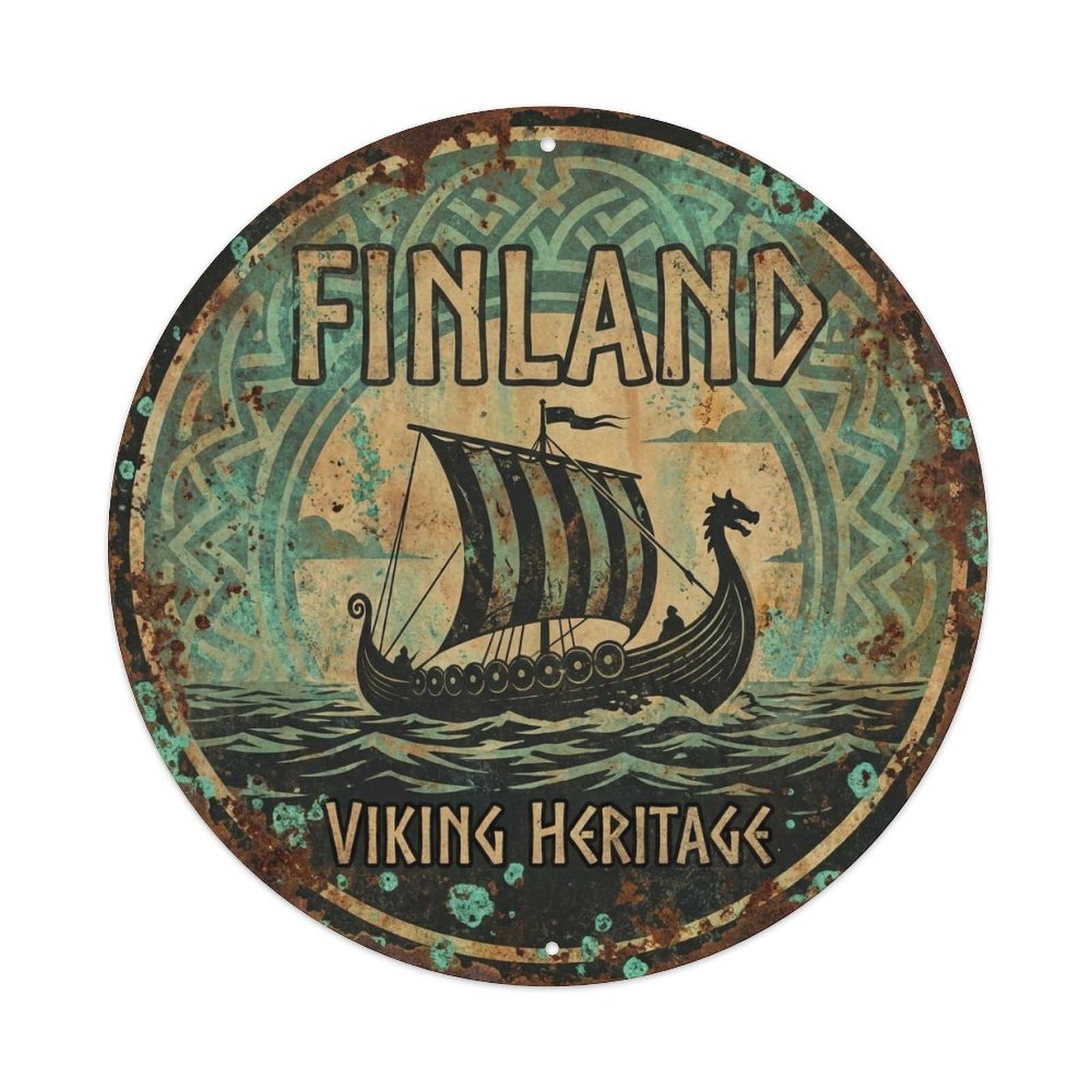 Vintage Travel Finland Viking Vintage Metal Tin Sign Plaque