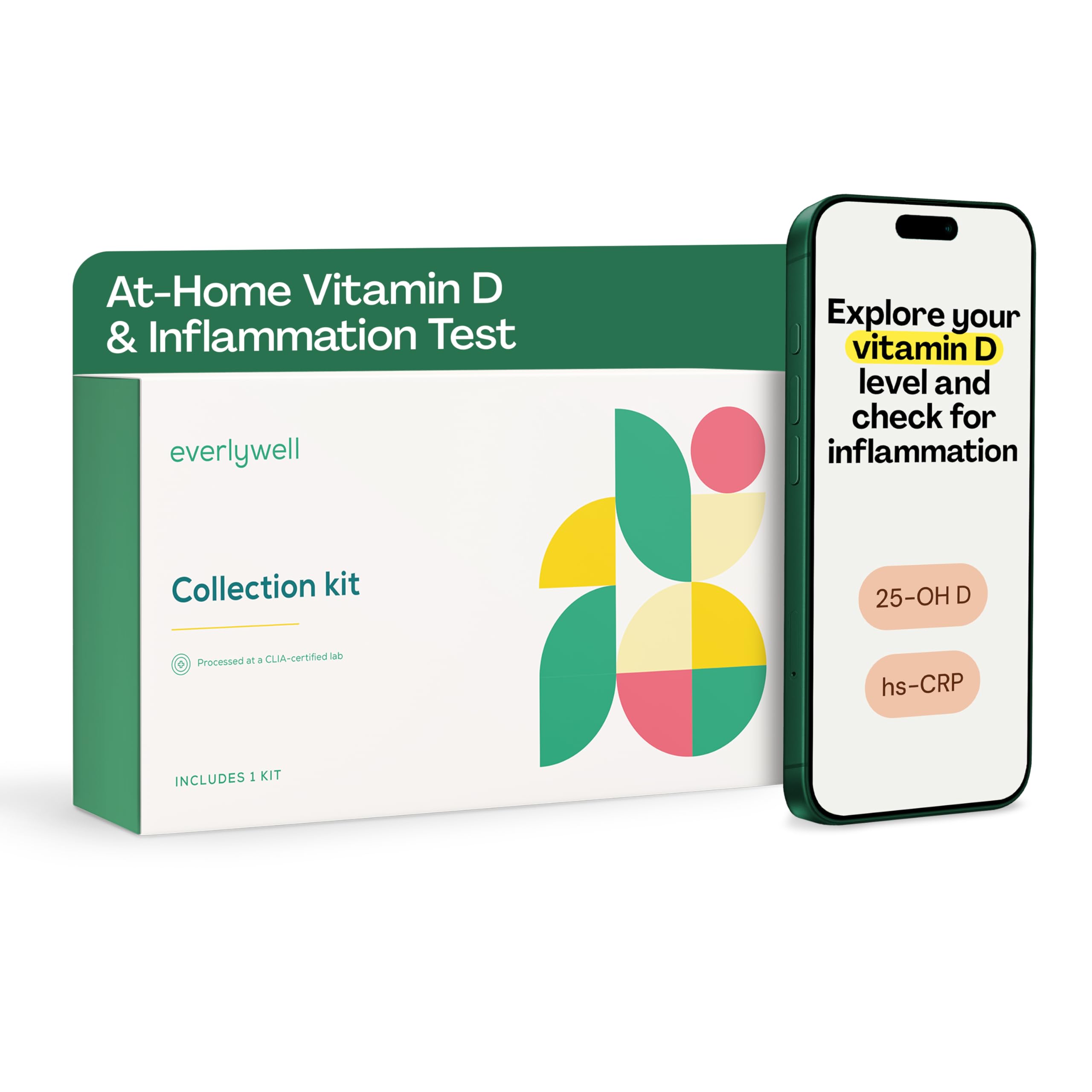 Everlywell At-Home Vitamin D and Inflammation Test Collection Kit for Women and Men, with Accurate Results from a CLIA-Certified Lab Within Days, for Ages 18 Plus