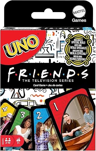 Mattel Games Juego de cartas UNO Friends, noche de juegos familiares, adultos y fiestas, de 2 a 6 jugadores, coleccionables inspirados en la serie