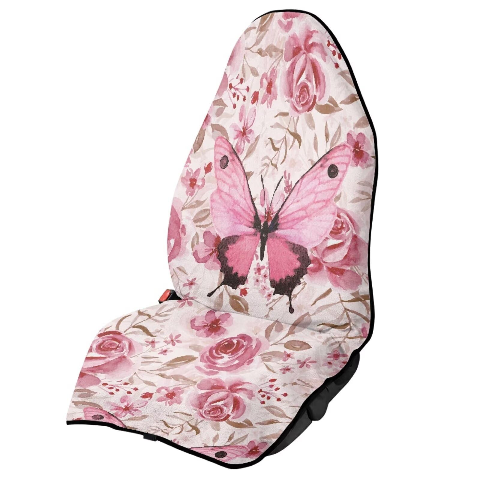 Pink Butterfly Car Front Seat Covers Seat Covers for Cars Waterproof Soft Auto Seat Covers Anti-Slip Fashion Auto Interior Easy to Install Universal Fit for Vehicles,Cars,Suvs,Vans,Sedans