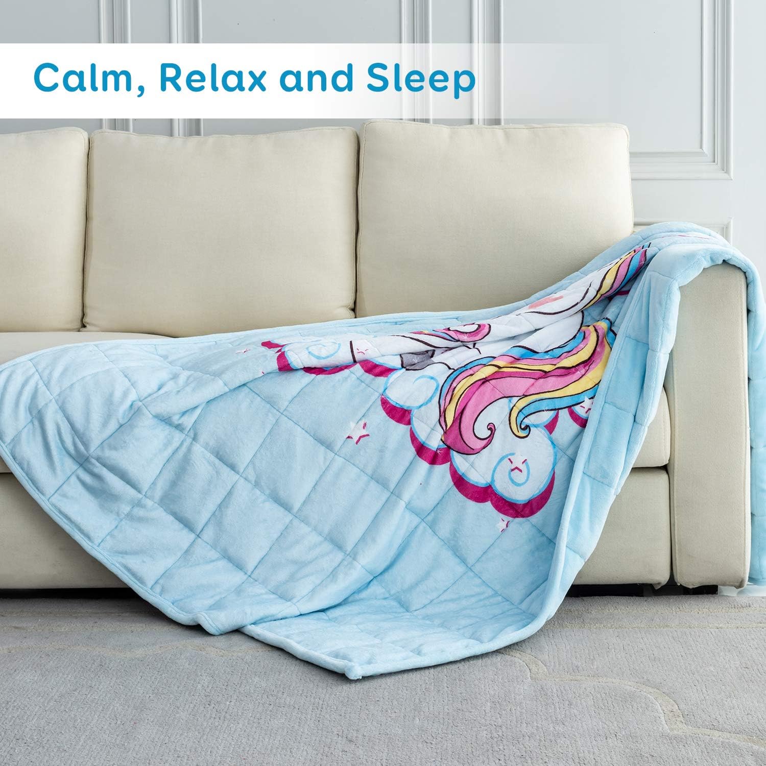 Get Cheap Price BUZIO Weighted Blanket 12lbs, Unicorn Fleece Blanket 48x72inch for Adults 110lbs-140lbs, Ultra Soft and Cozy Kids Blanket, Great for Calming and Sleep, Sky Blue Black Friday Clearance BUZIO Weighted Blanket 12lbs, Unicorn Fleece Blanket 48x72inch for Adults 110lbs-140lbs, Ultra Soft and Cozy Kids Blanket, Great for Calming and Sleep, Sky Blue