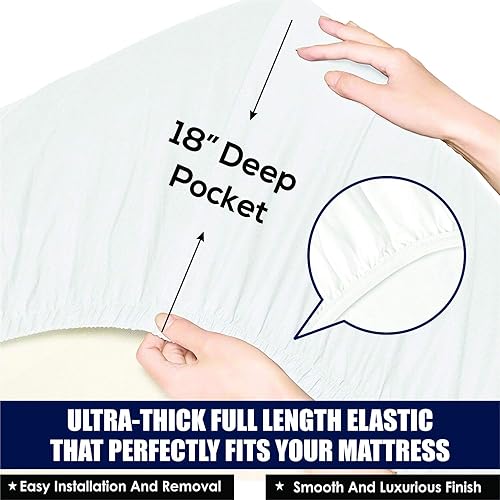 Miniatura 5 de Lujoso Castle Juego de sábanas de 1000 hilos de 4 piezas, súper suave, elegante y de alta calidad, 100% algodón egipcio, viene con bolsillo profundo