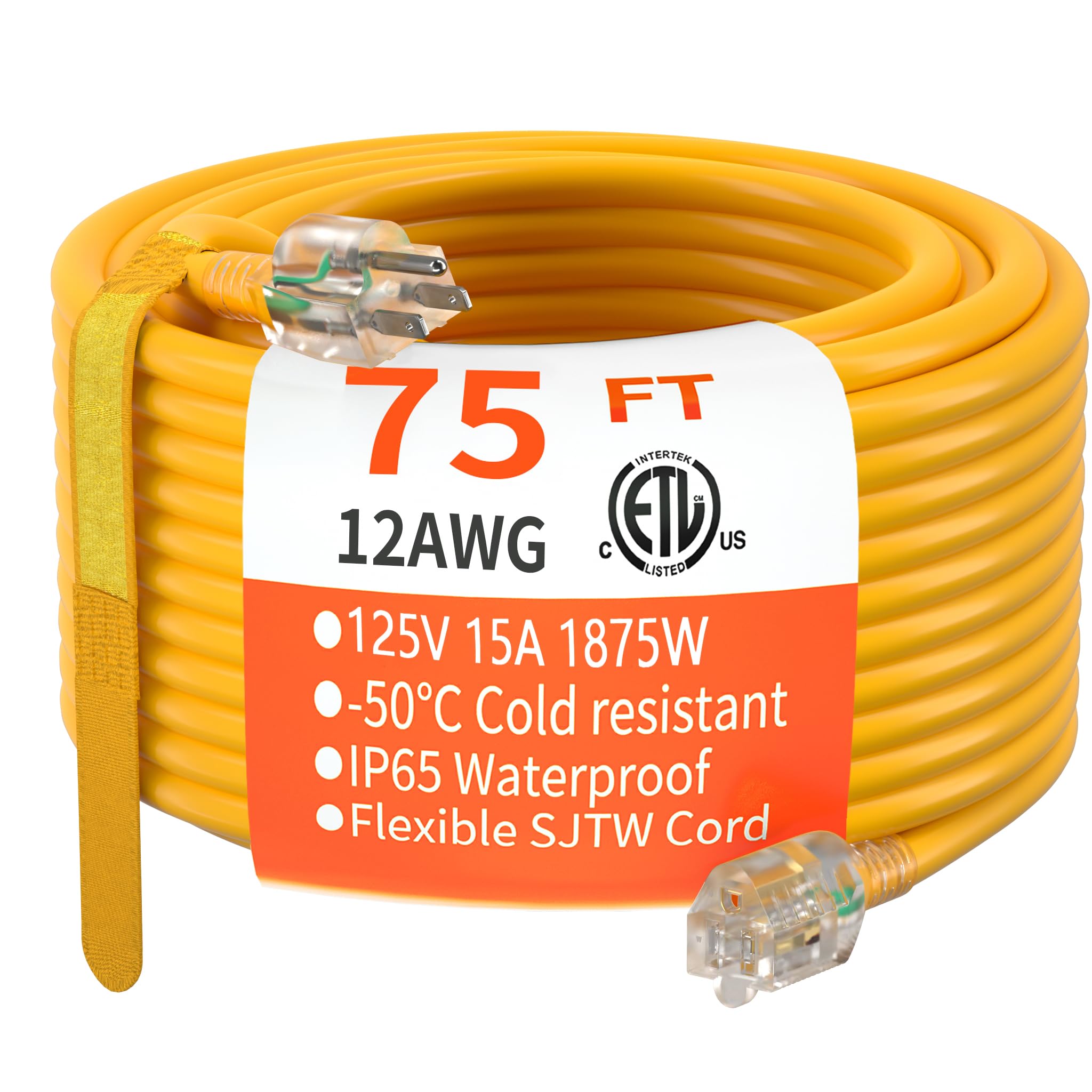 HUANCHAIN Indoor Outdoor Black Extension Cord 50 FT Waterpro -29 HUANCHAIN Indoor Outdoor Black Extension Cord 50 FT Waterpro -29