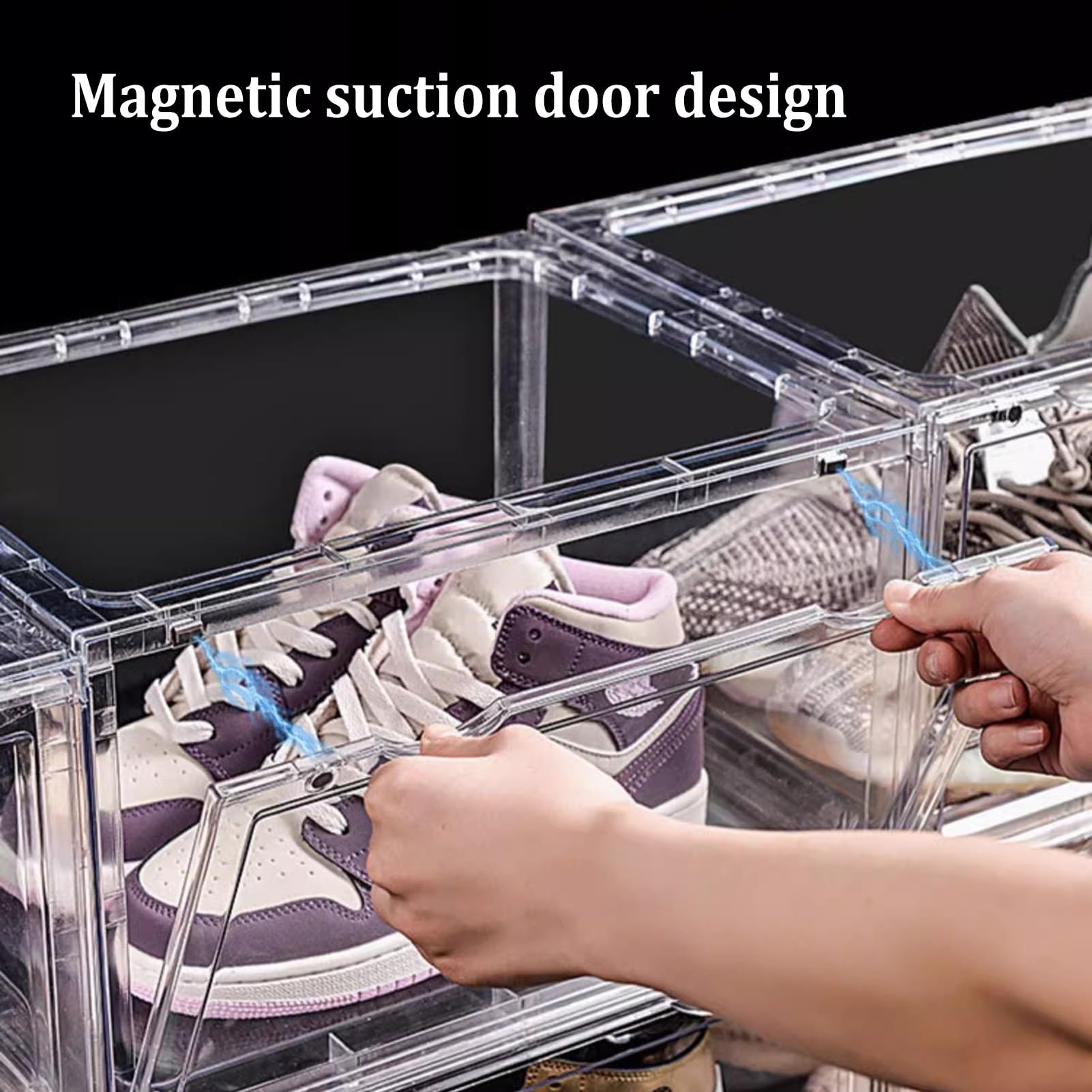 Cajas Zapatos Caja De Zapatos Transparente, Armario De Zapatos De Plástico, Cajas De Zapatos Apilables, Vitrina De Zapatillas Deportivas con Tapa, para Zapatos Masculinos Y Femeninos, Fácil Montaje (