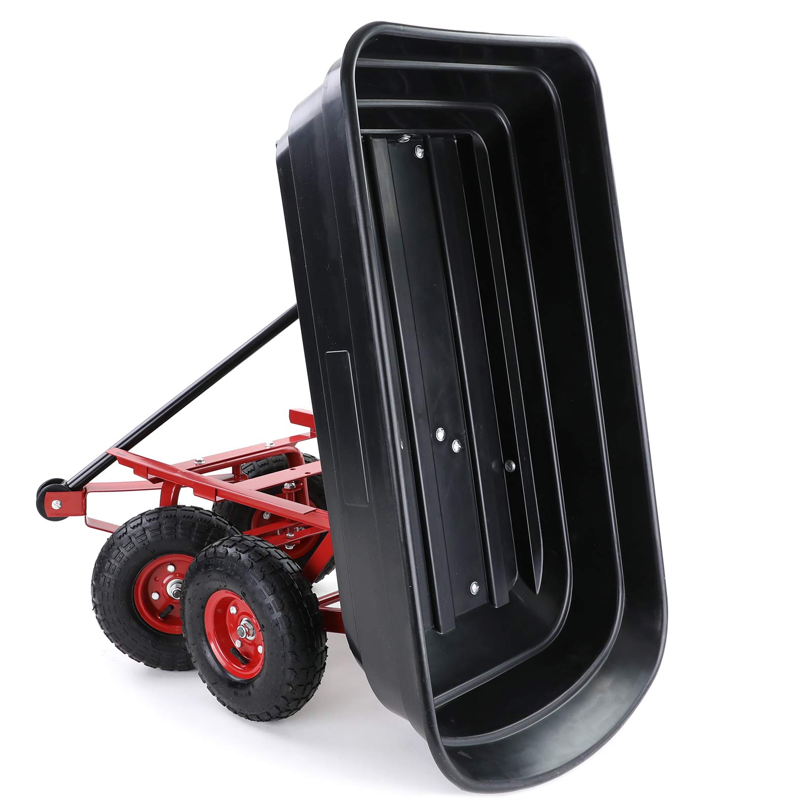 Transportwagen Gartenwagen Schubkarre Handwagen Kippfunktion 250 kg Schwarz Rot