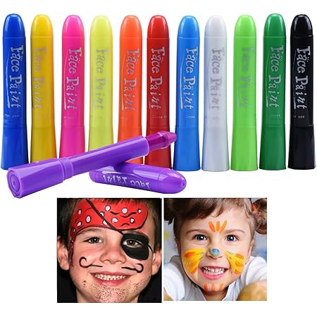 Amazon Co Jp Mm Uu フェイスペイント クレヨン 12色 ボディペイント ハロウィン 安全 エコー 無毒 簡単水洗 子供使用できる 顔ペン 絵の具 クリスマス 仮装 コスプレマタニティフォト 小道具 スポーツ応援 ホビー