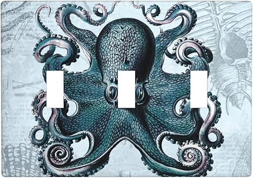 Miniatura 80 de Placas de pared para receptáculo de dispositivo dúplex de 1 banda, cubiertas de toma de corriente azul retro onduladas, cubiertas decorativas para