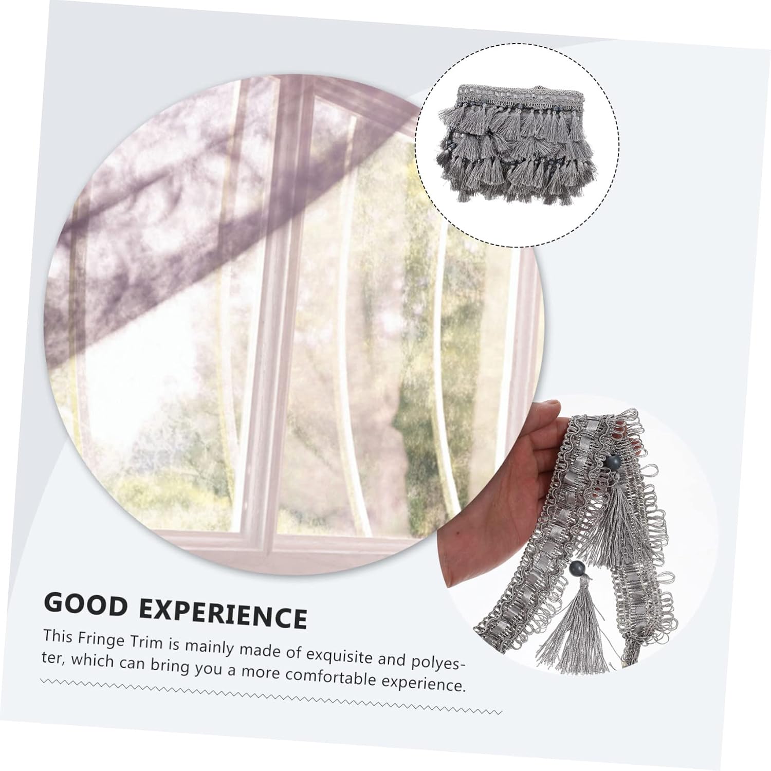 Curtain Fringe Trim for DIY Crafts and Pillow Decor 11.5m Polyester