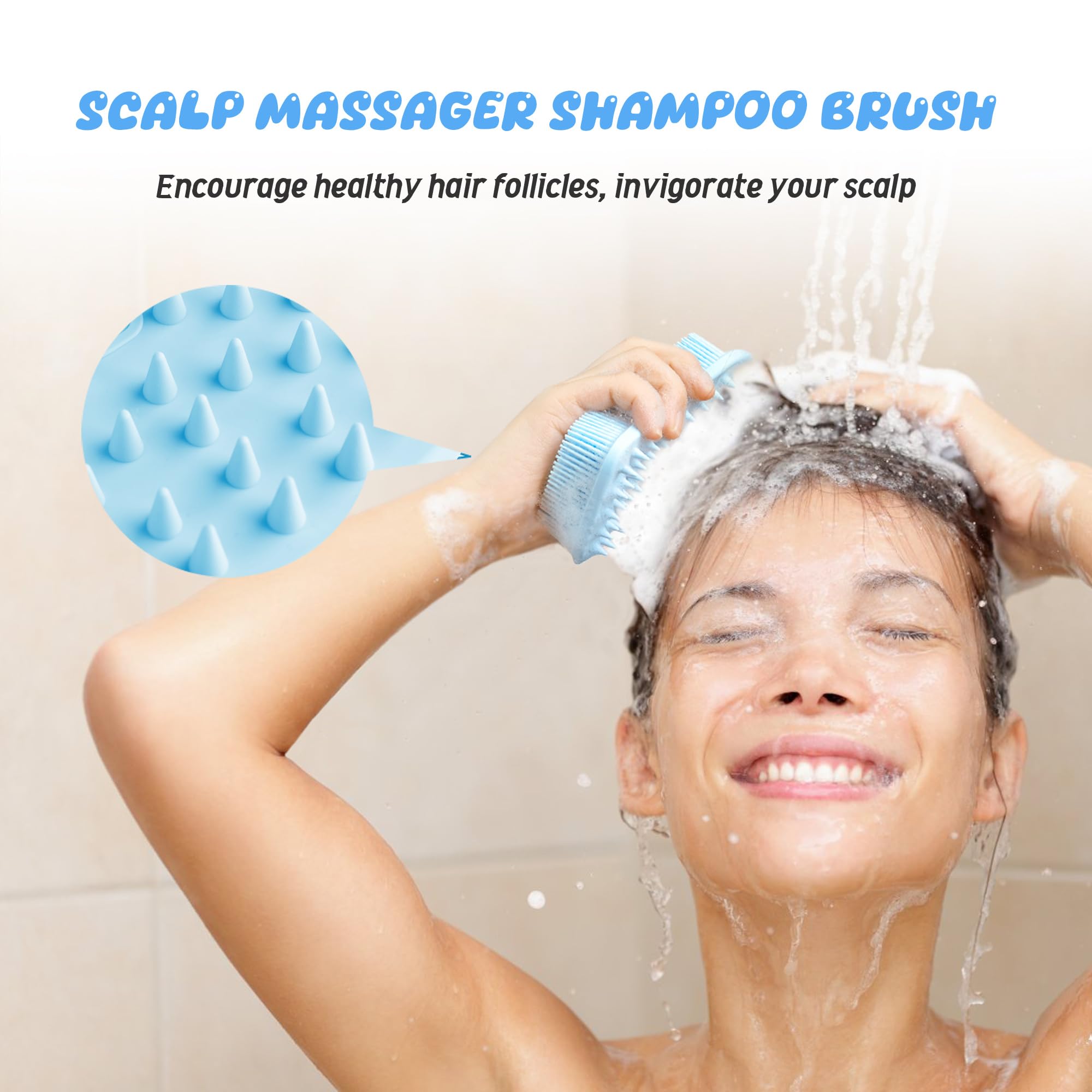 YEADMAL Dual-use Silicone Body Scrubber with Scalp Massage Shampoo Brush Exfoliating Bath Body Brush Gentle Silicone Shower Scrubber - Image 3