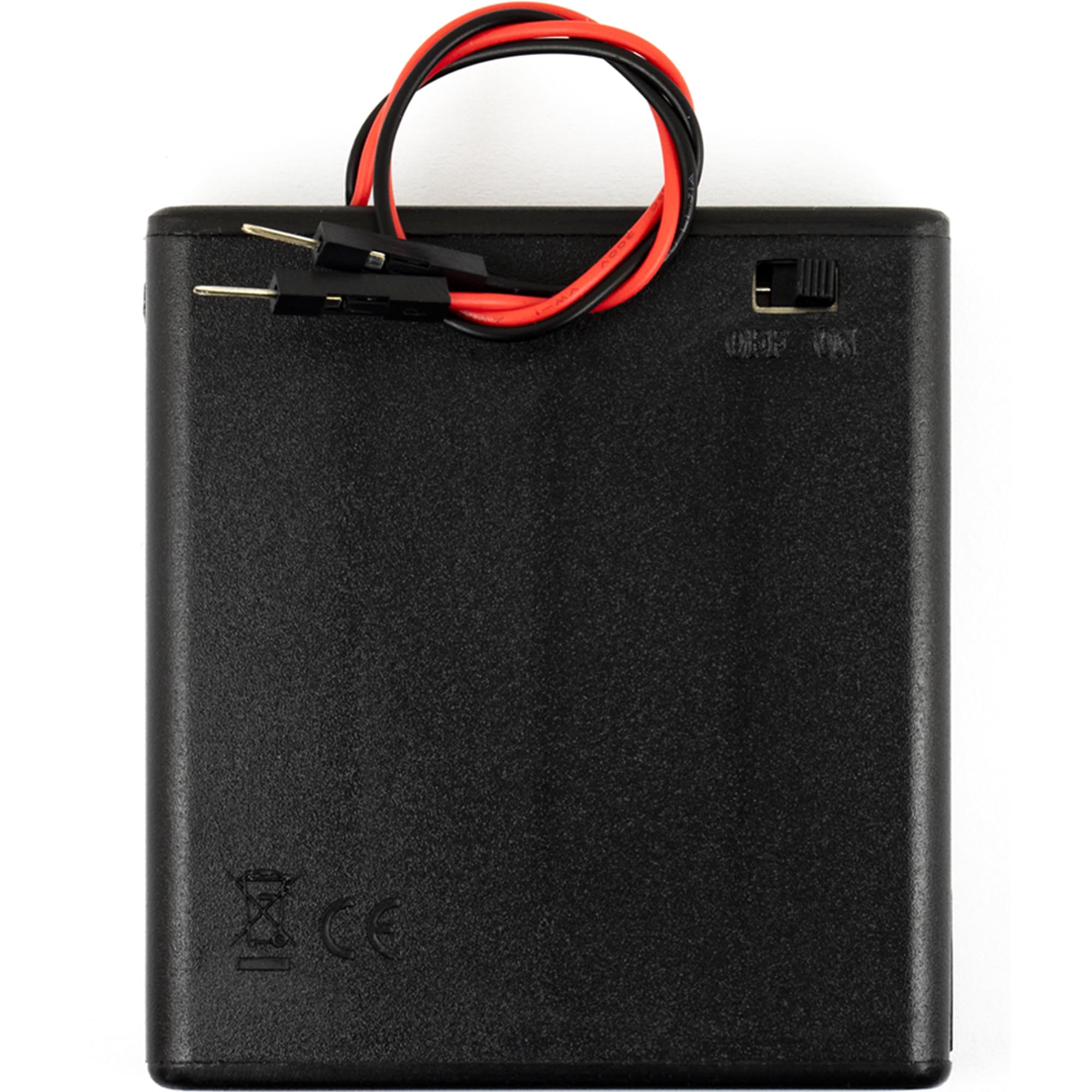 jujinglobal 2pcs Battery Holder Box Case 4 x AA 1.5V (Total: 6V) with On Off Switch 2 Leads 2.54mm Male Pin Header Connector Plastic ABS Cell Storage Box for Electronic DIY