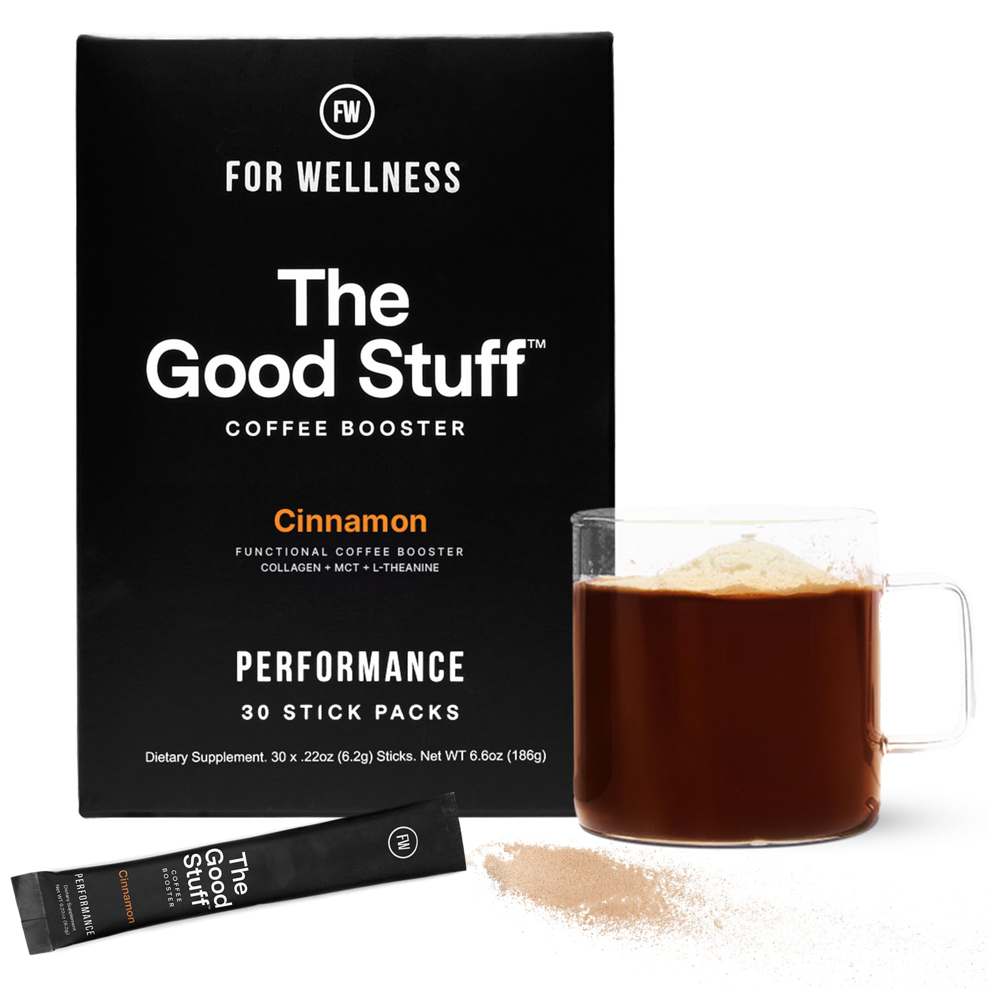 For Wellness The Good Stuff Performance – Coffee Booster | Collagen + MCT Powder Supplement with L-Theanine and Antioxidants for Jitter-Free Energy & Stamina | Non-Dairy, Keto-Friendly, 30 Servings