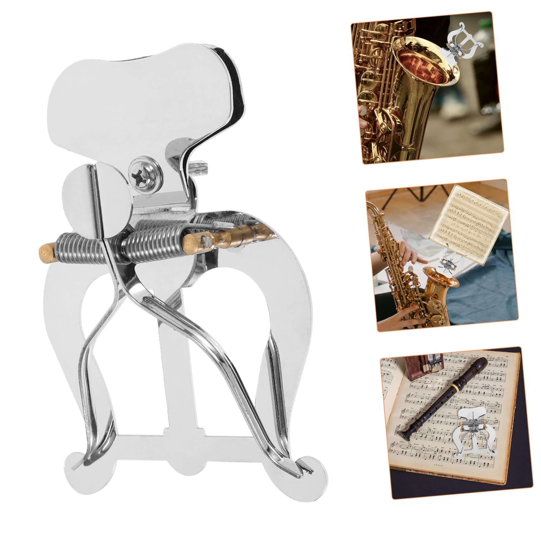 Abaodam 1 Set Music Score Clip for Saxophone Trombone Flute with Cleaning Cloth Storage Bag Silver