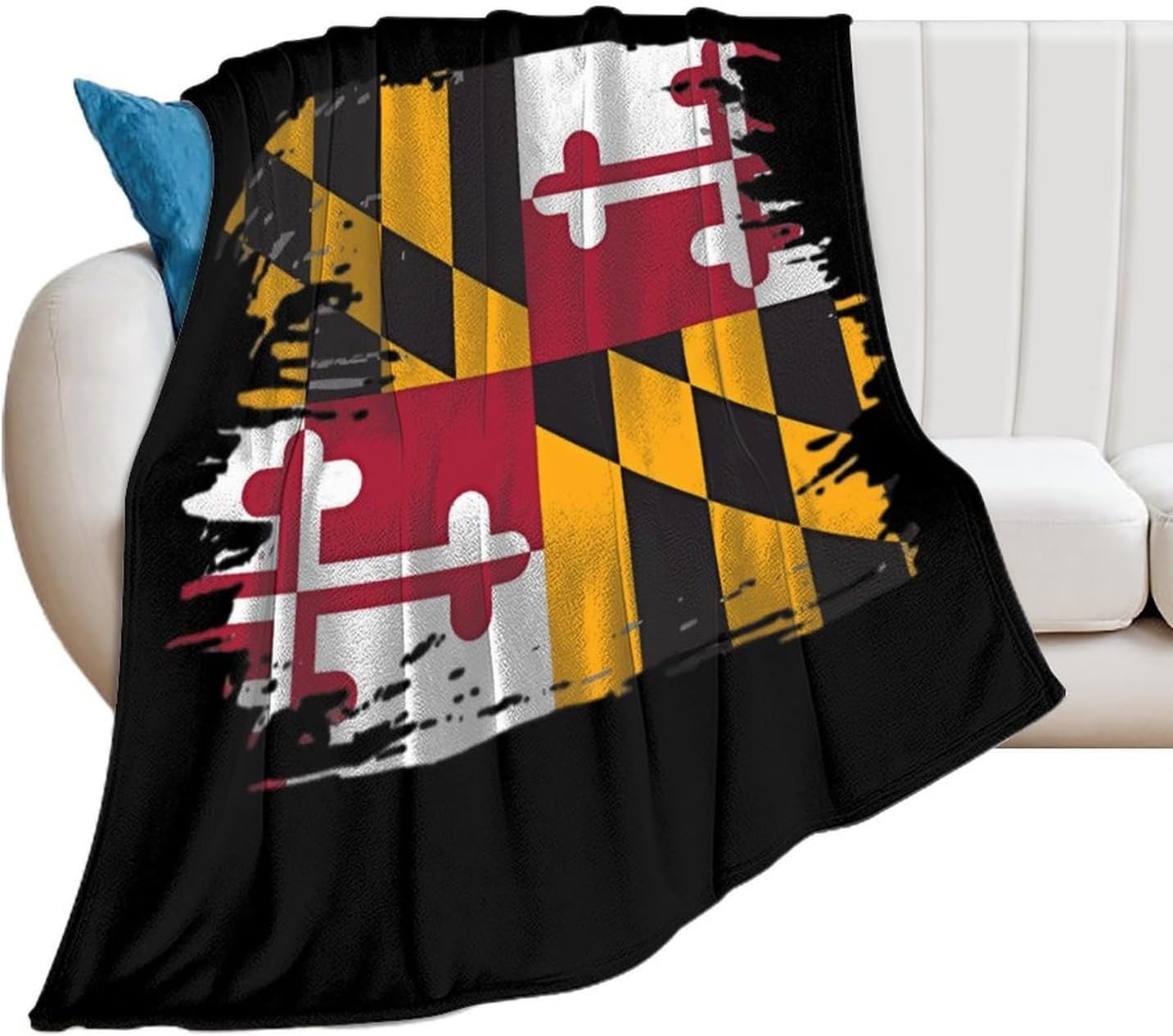 Maryland State MD Flag Flannel Throw Blanket Warm Bed Blankets Lightweight for Couch Sofa Office Home Decor