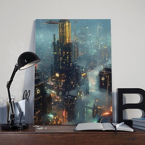 Miniatura 8 de Retro Futurism Cityscape Print  Neon Sci-Fi Wall Decor  Cyber Steampunk Poster for Gamers & Collectors Canvas Poster Wall Art Decor Print Picture