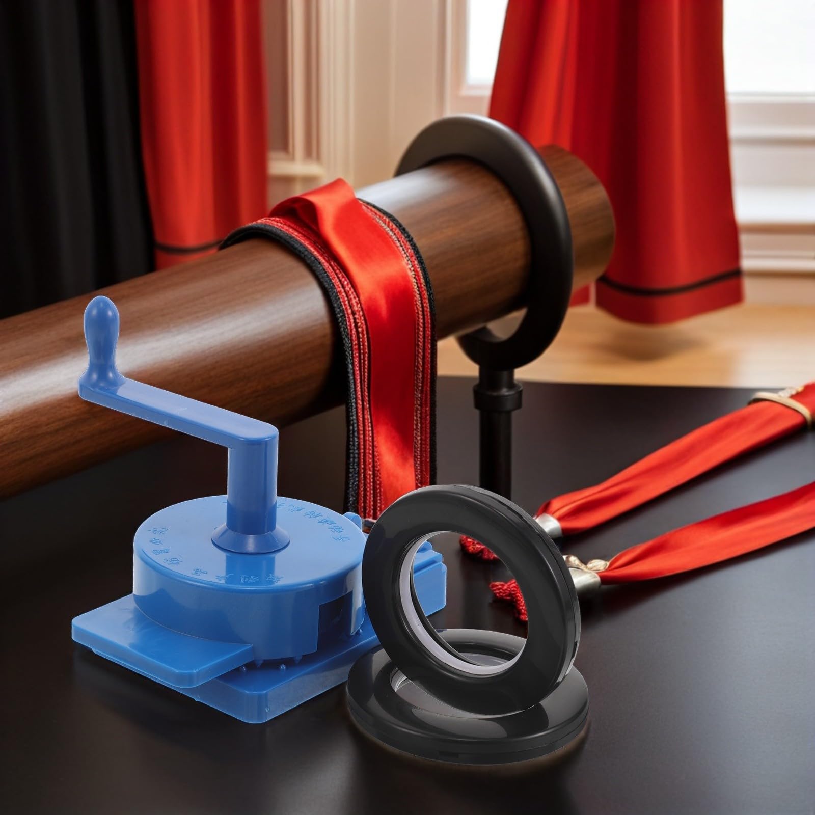 Kit de Anillos Diseño Redondo Negro para Cortinas de Plástico con Punzón para Hacer Ojales Reducción de para Dormitorios y Hogar